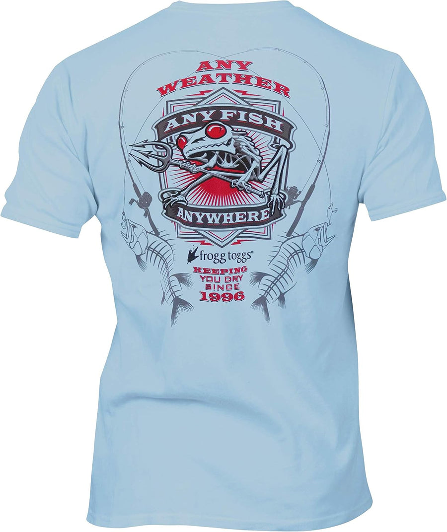 Frogg Toggs Any Fish Anywhere T-Shirt, Short Sleeve - Light Blue