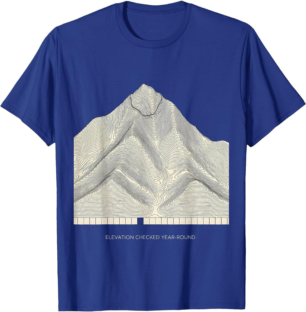 Elevation Checked Year-Round Funny Ski Snowboard Winter T-Shirt - Royal Blue