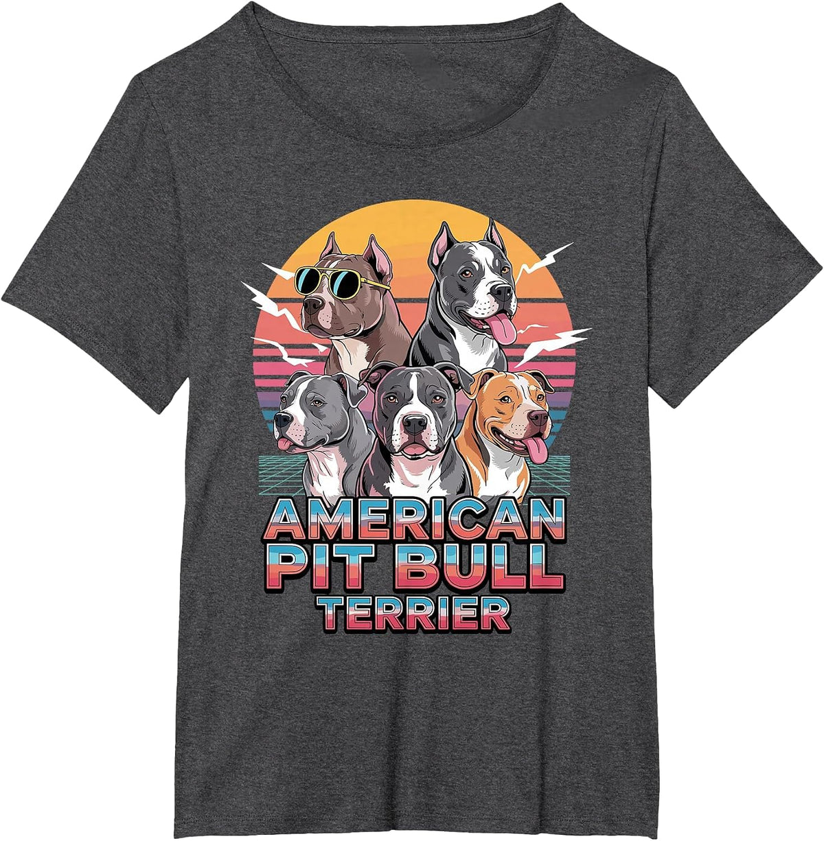 90s Vintage American Pit Bull Terrier Pittie T-Shirt - Dark Heather Grey