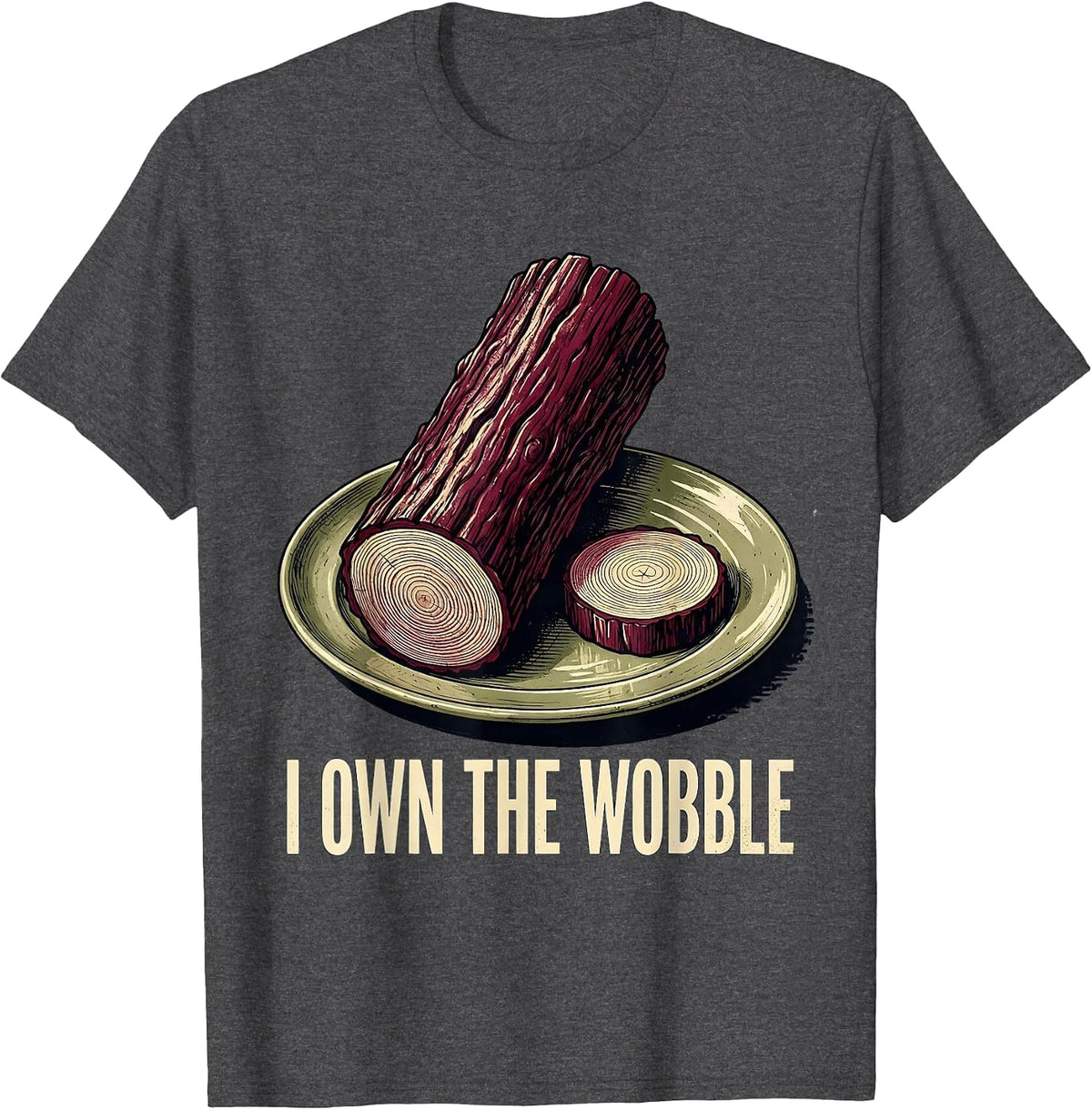 Men's I Own The Wobble Vintage Funny Thanksgiving Cranberry Sauce T-Shirt - Dark Heather Grey