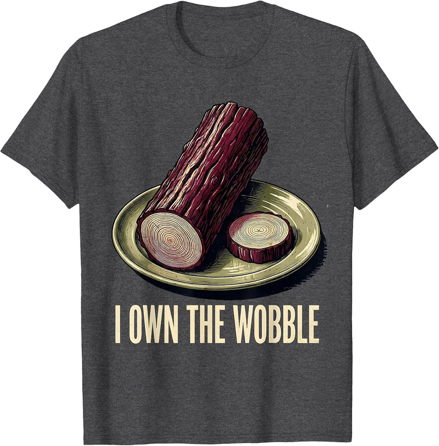 Men's I Own The Wobble Vintage Funny Thanksgiving Cranberry Sauce T-Shirt - Dark Heather Grey