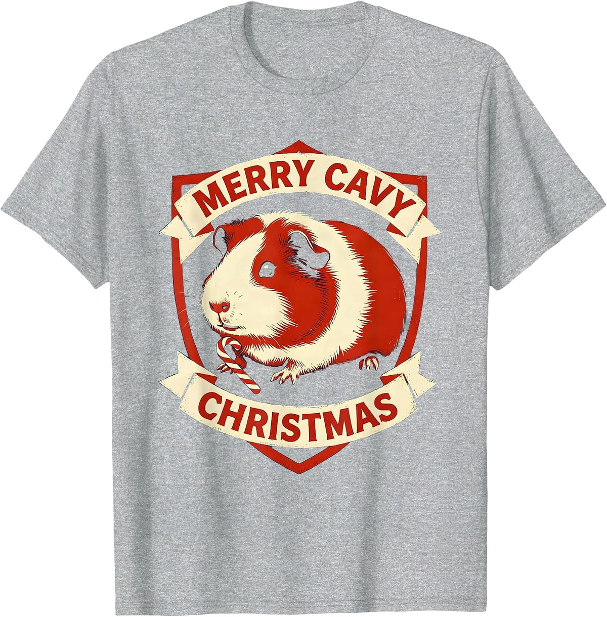 Men's Merry Cavy Christmas Funny Guinea Pig Pet Lover Holiday T-Shirt - Heather Grey