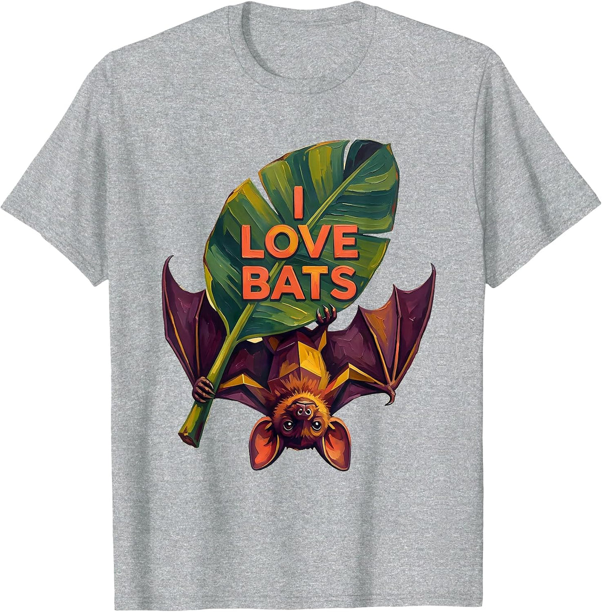 Men's I Love Bats Funny Bat Lover Wildlife Conservation Humor T-Shirt - Heather Grey