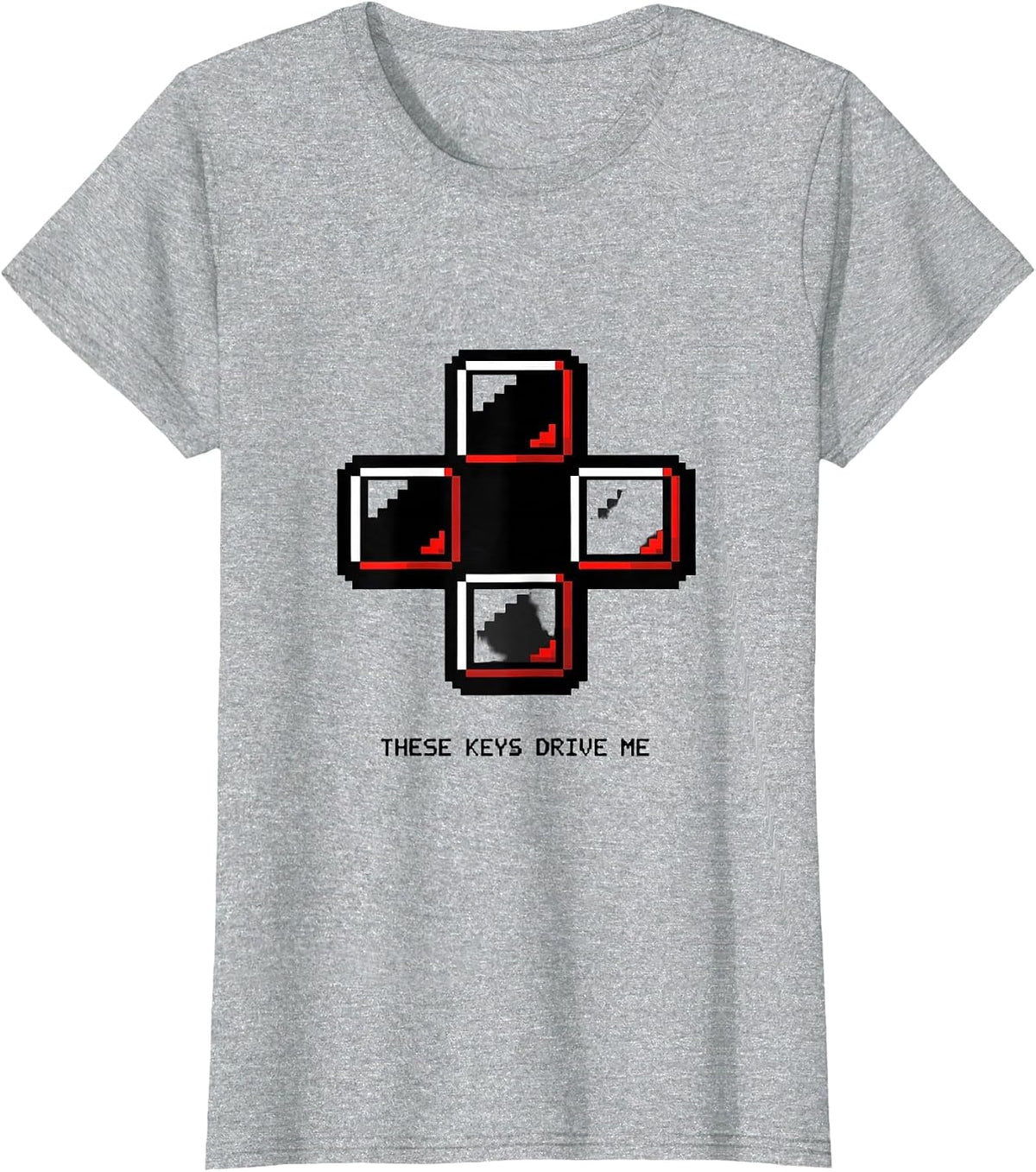 These Keys Drive Me Pixel Art Gamer Quote T-Shirt - Heather Grey