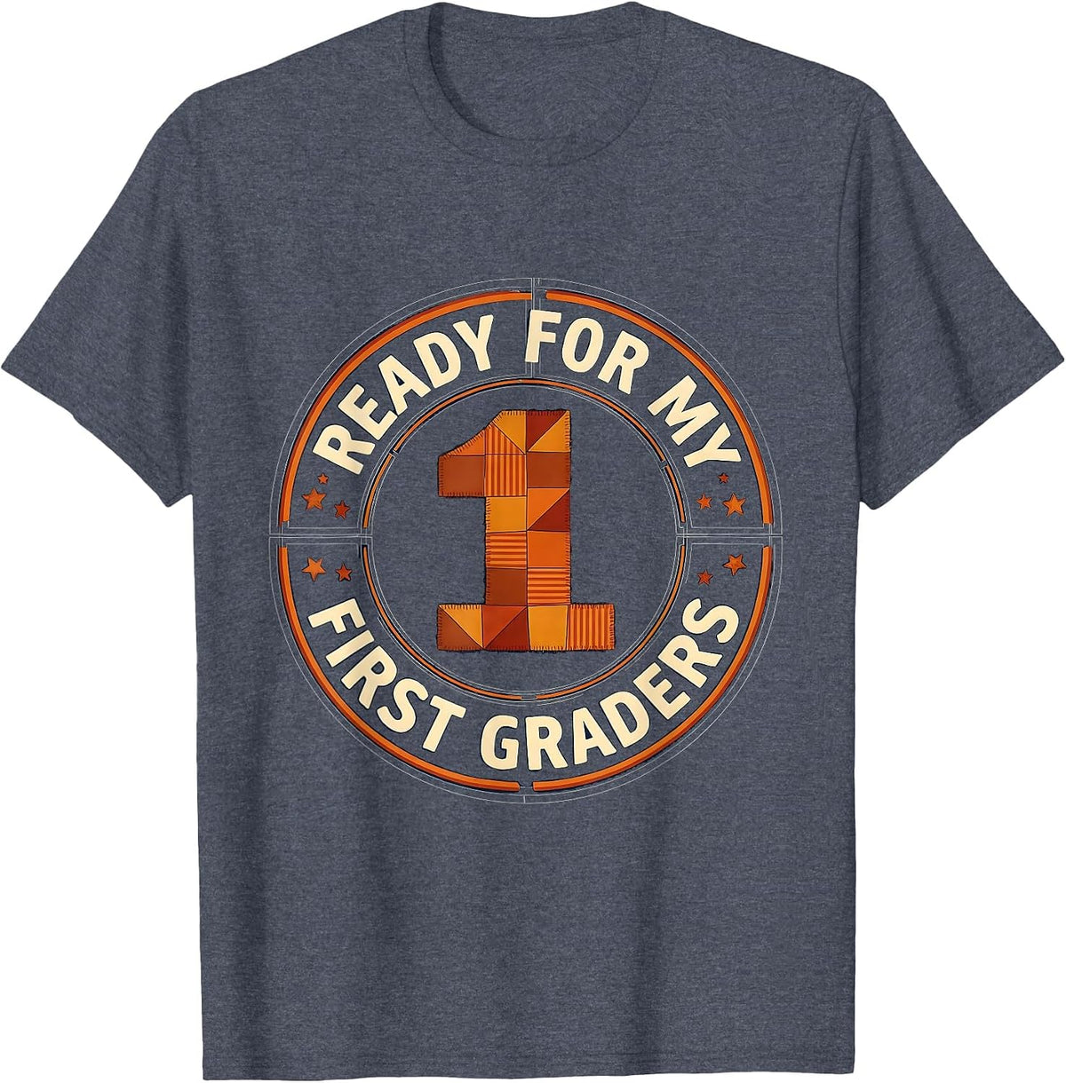Ready For My First Graders Retro Teacher Back To School T-Shirt - Heather Blue