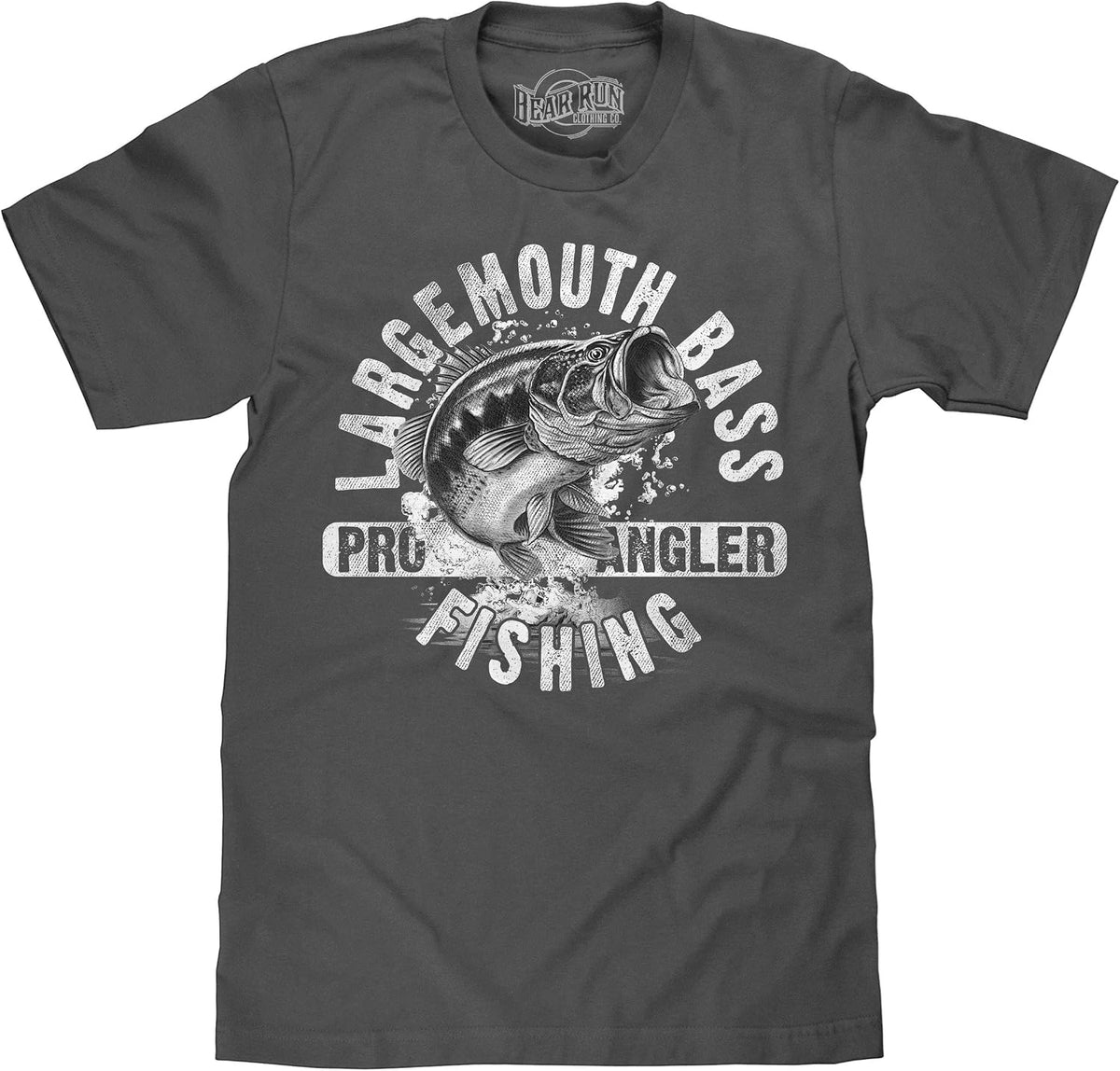 Men's Largemouth Bass Fishing Shirt - Pro Angler Bass Fisherman T-Shirt - Charcoal