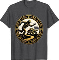 Men's Zookeeper Chasing Runaway Tortoise Funny Zoo T-Shirt - Dark Heather Grey
