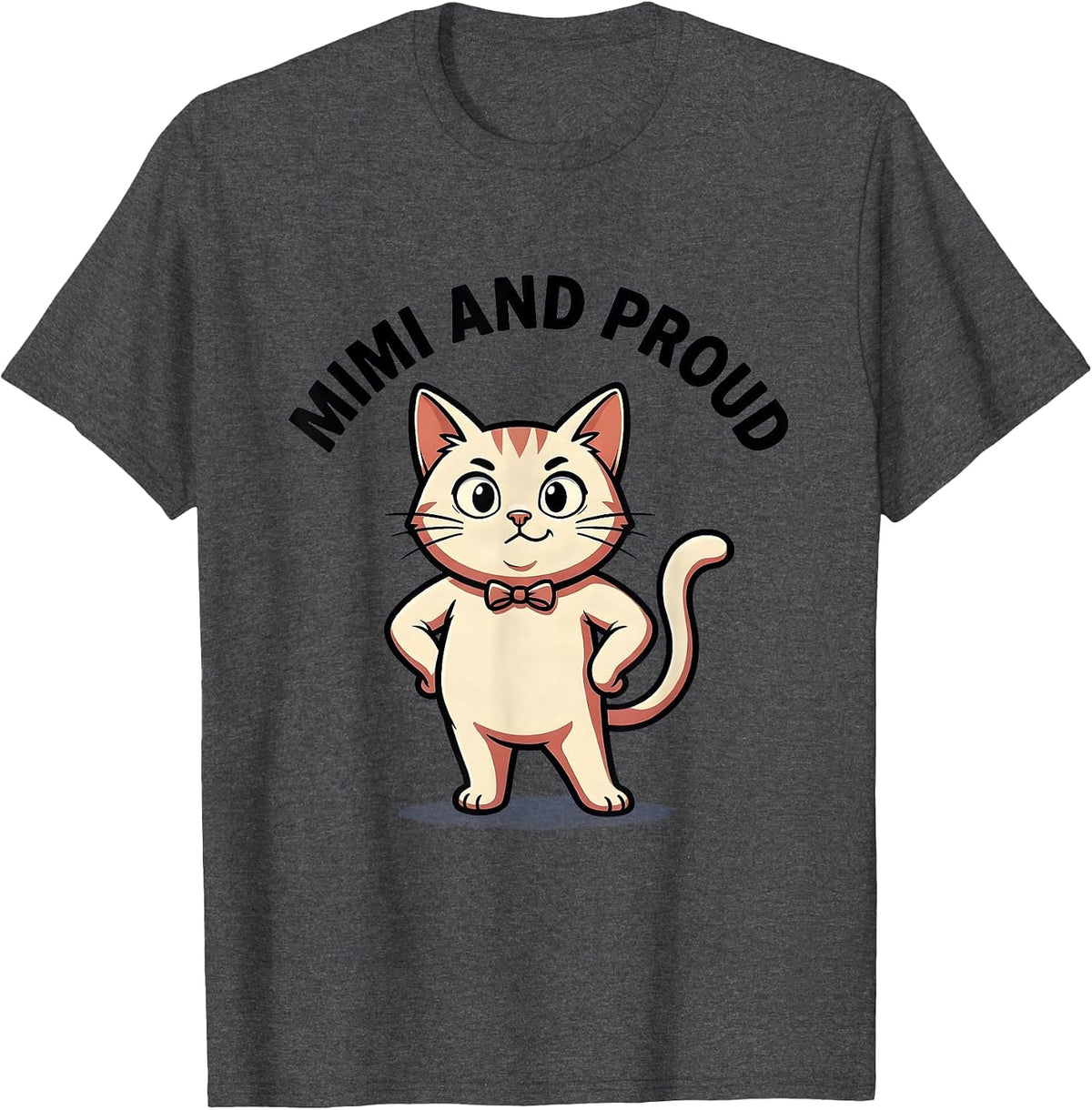 Mimi And Proud Grandma Design T-Shirt - Dark Heather Grey