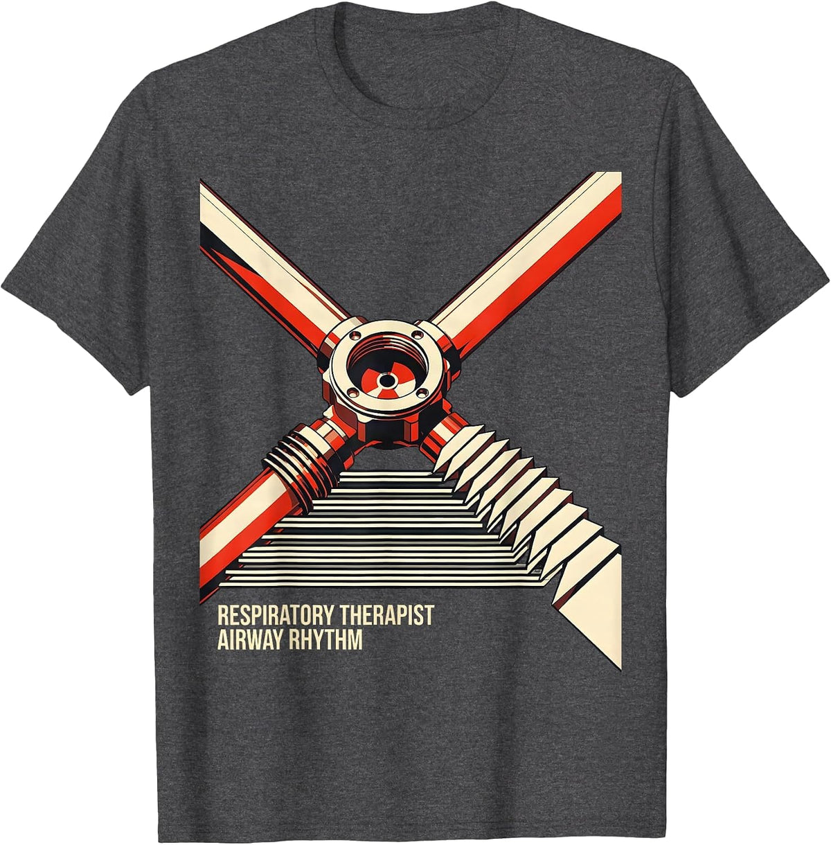 Men's Respiratory Therapist Airway Rhythm Constructivist Poster T-Shirt - Dark Heather Grey