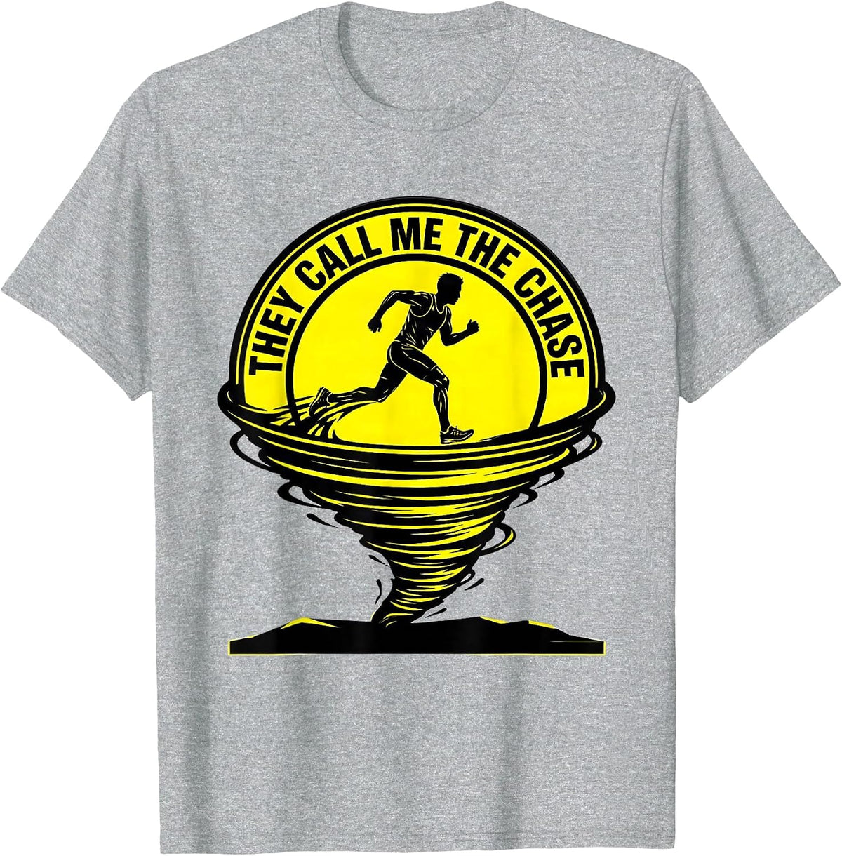 Men's They Call Me The Chase Stencil Graphic Storm Chaser T-Shirt - Heather Grey