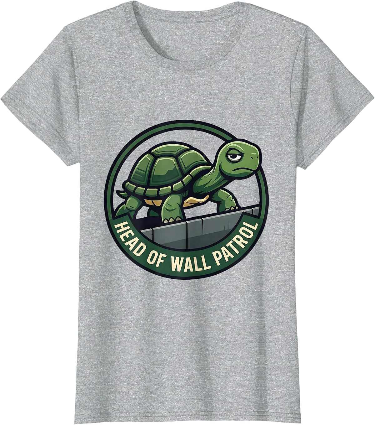 Women's Head Of Wall Patrol Funny Tortoise Pet Lover Humor T-Shirt - Heather Grey