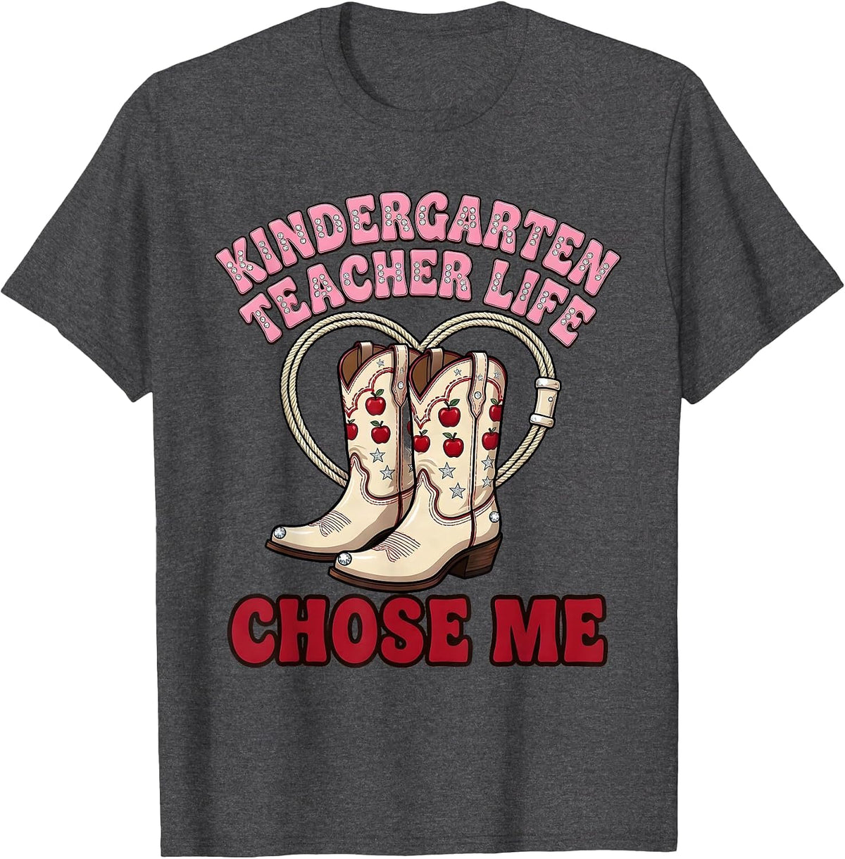 Kindergarten Teacher Life Chose Me Design T-Shirt - Dark Heather Grey