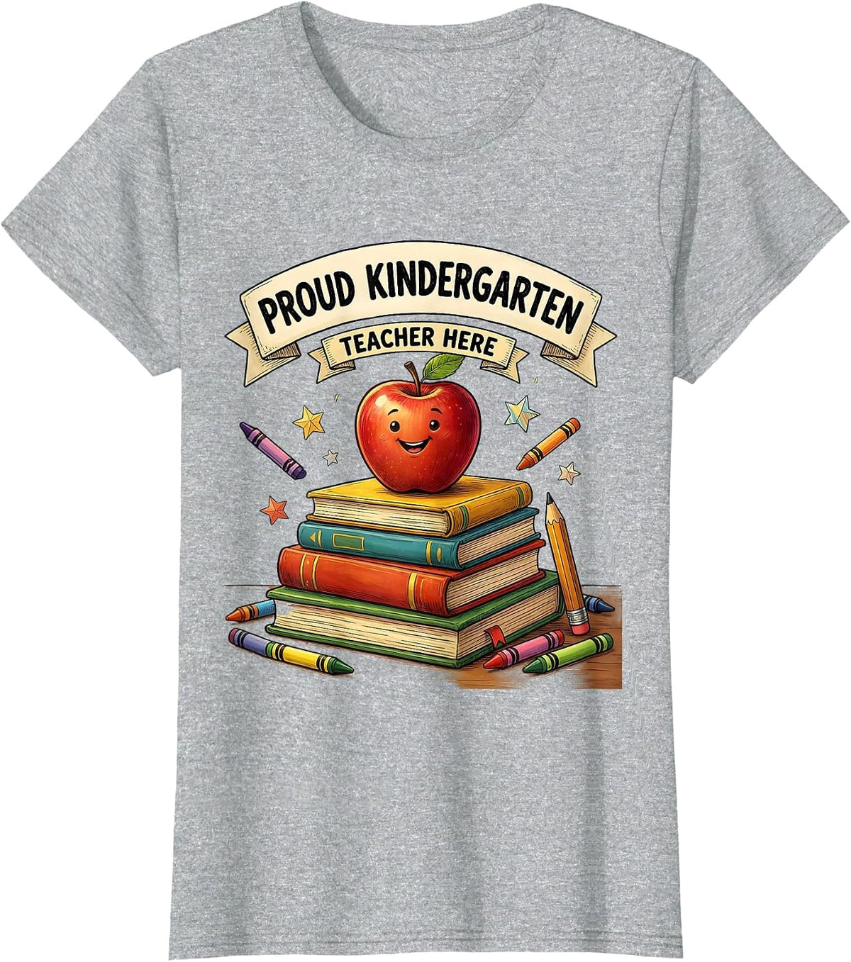 Proud Kindergarten Teacher Graphic Design T-Shirt - Heather Grey