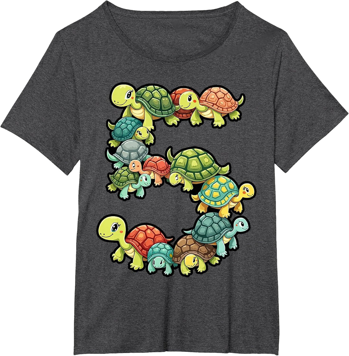 5th Birthday Sea Turtle Tortoise Theme Party 5 Year Old T-Shirt - Dark Heather Grey