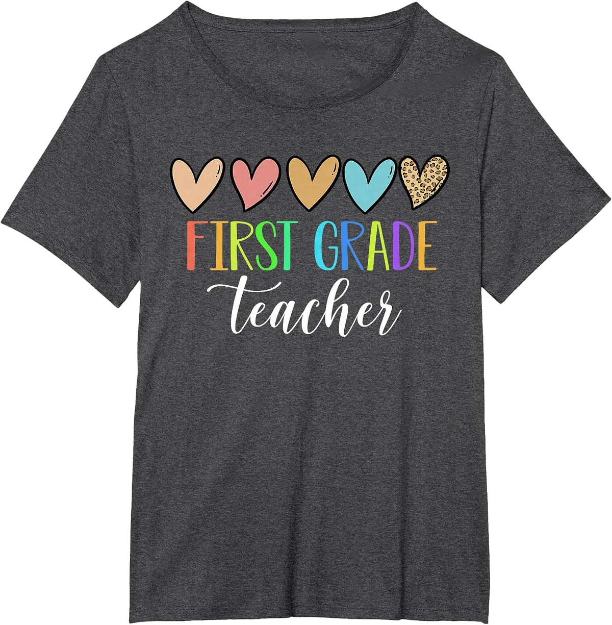 First Grade Teacher Heart Back to School 1st Day of School T-Shirt - Dark Heather Grey