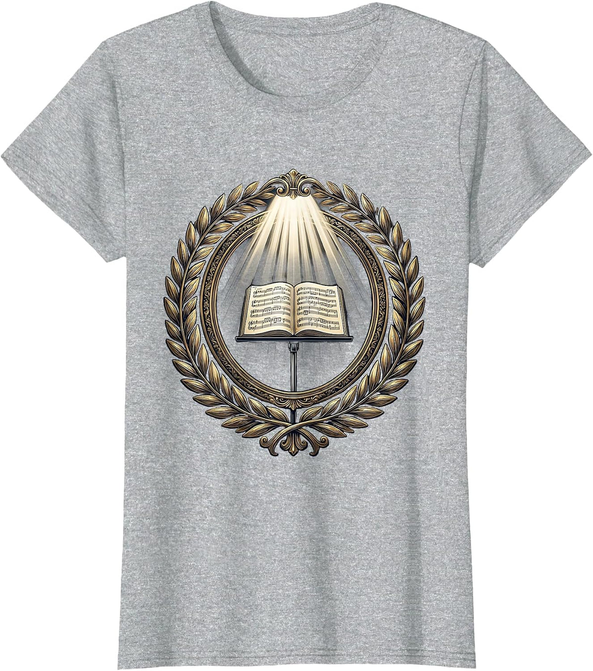 Music Stand Spotlight Music Teacher Graphic T-Shirt - Heather Grey