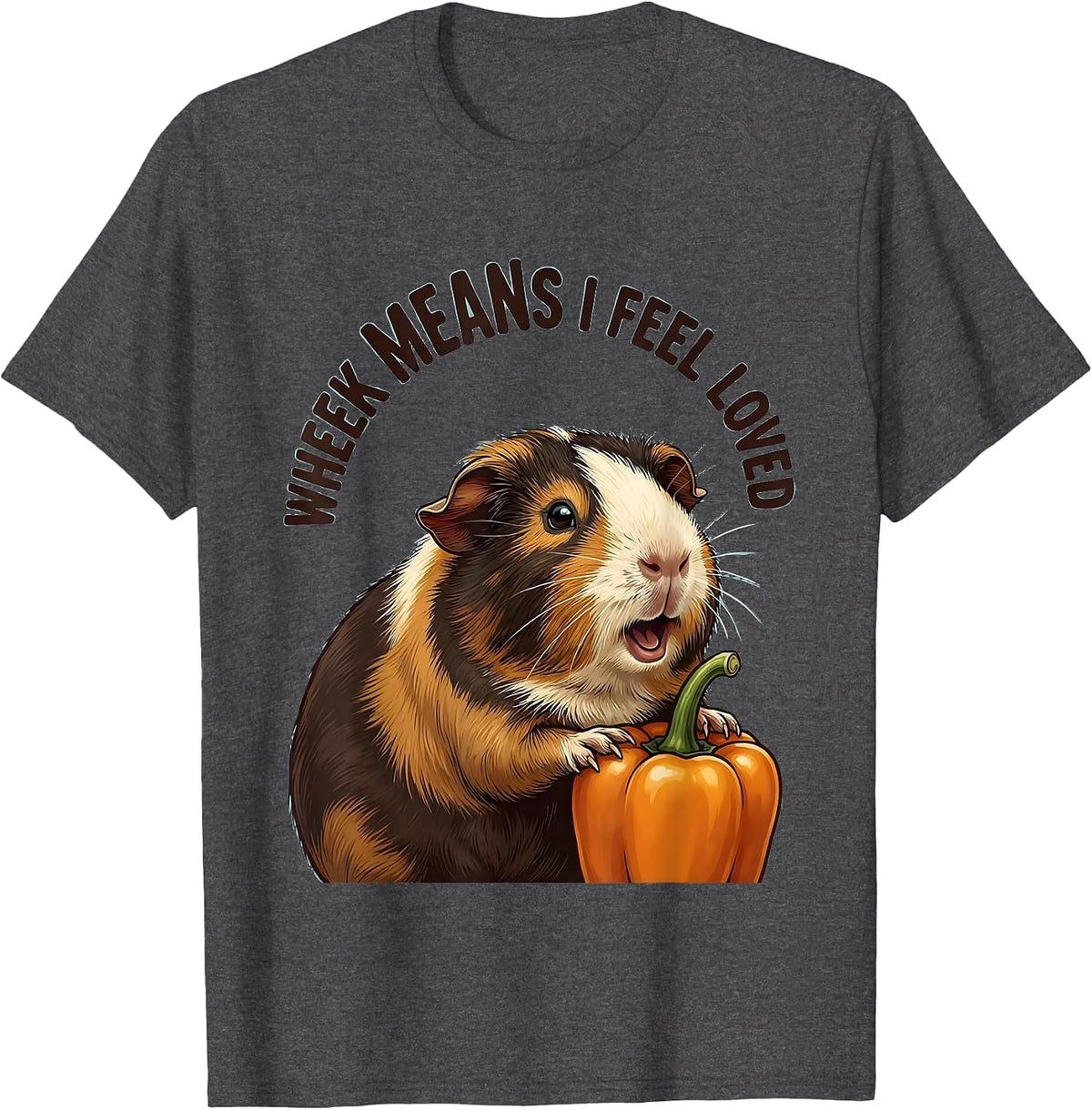Men's Wheek Means I Feel Loved Funny Guinea Pig Owner Pet Lover T-Shirt - Dark Heather Grey