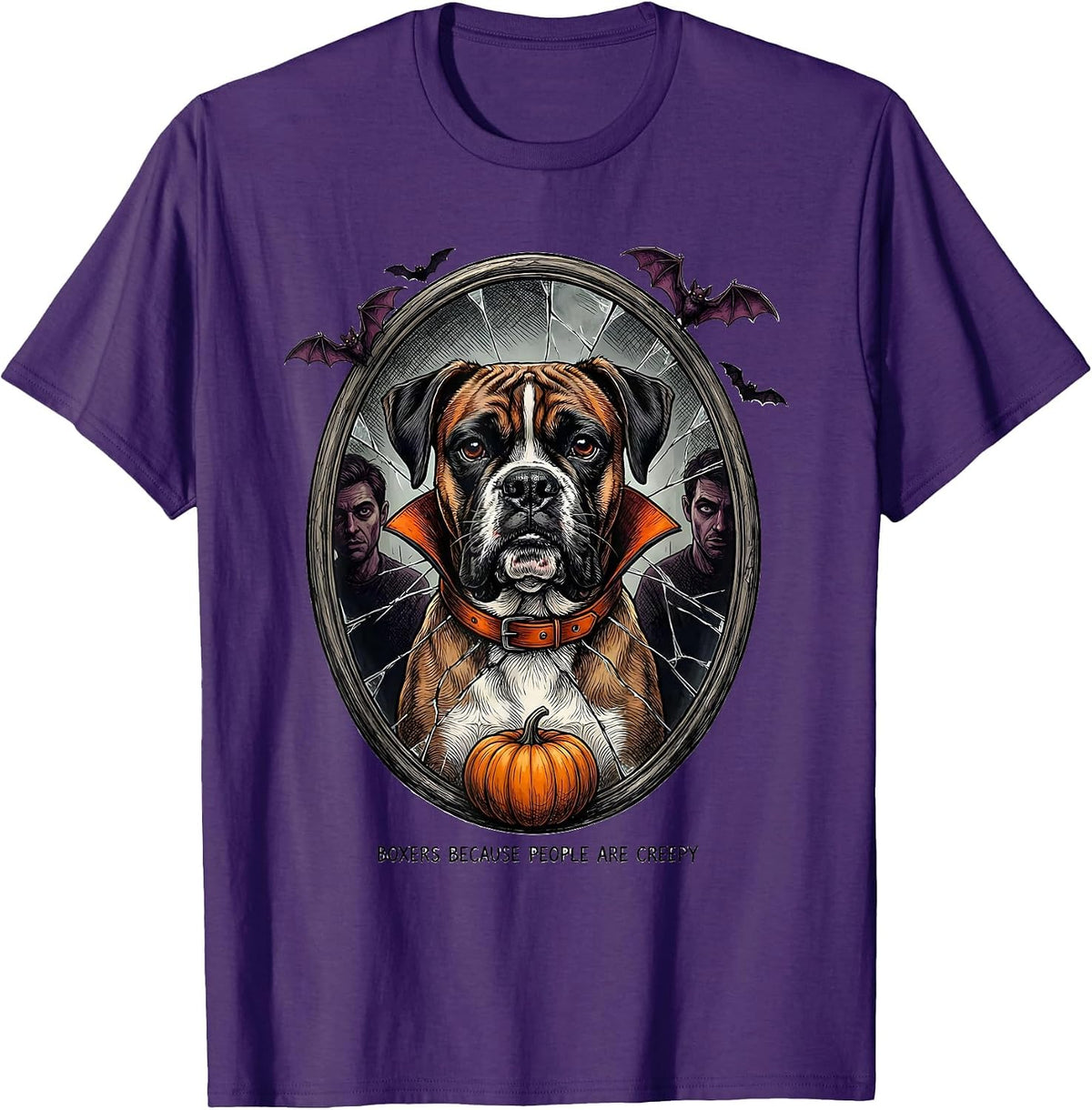 Boxers Because People Are Creepy Funny Halloween Dog Costume T-Shirt - Purple
