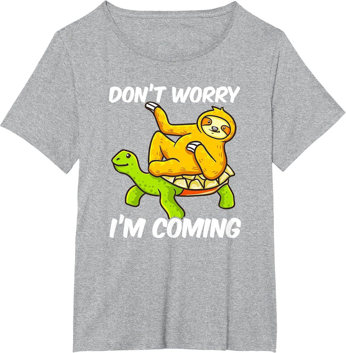 Sloth Riding Tortoise for Women Men Sloth Lovers T-Shirt - Heather Grey