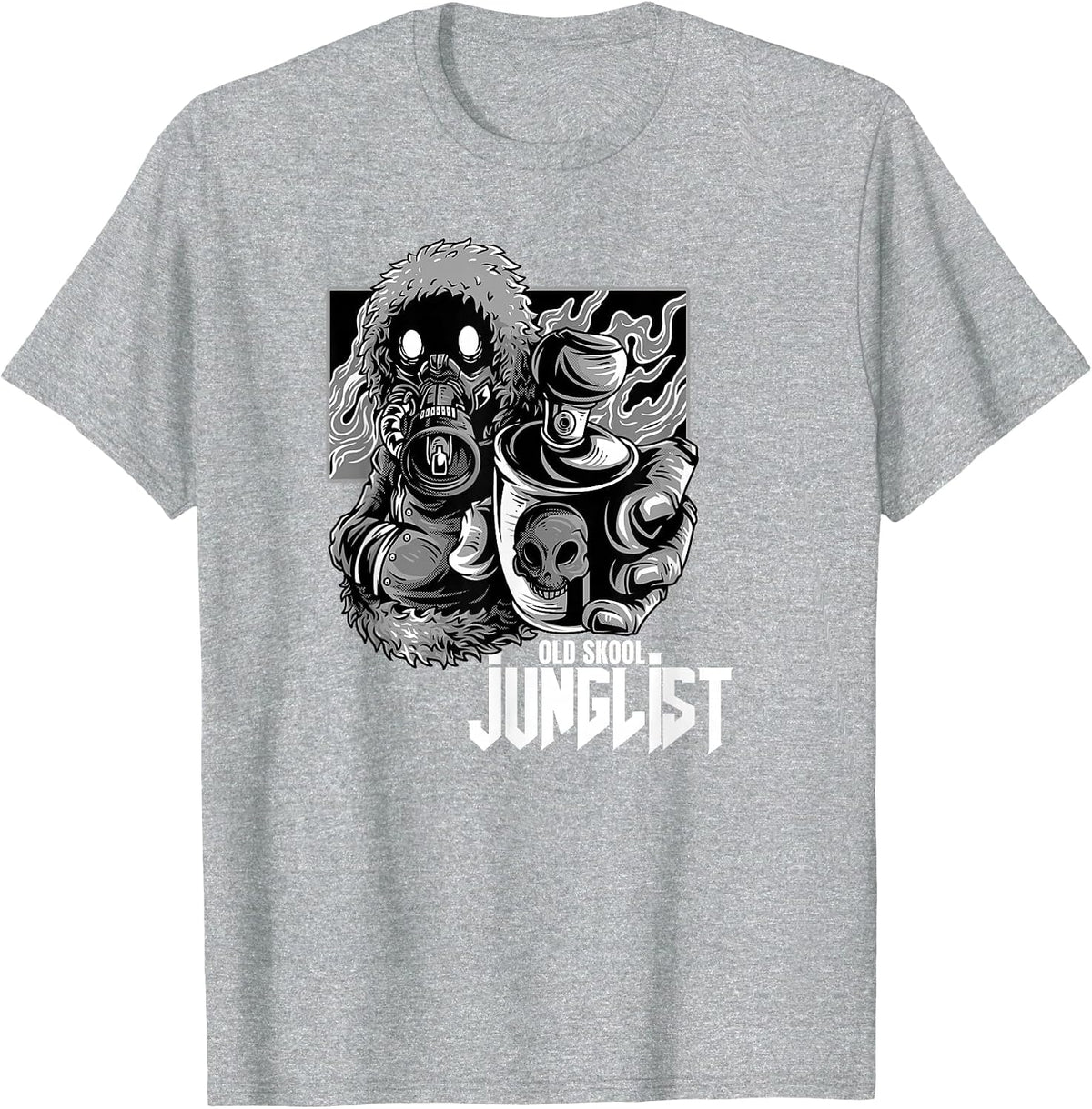 Junglist Raver Spray Can EDM Drum and Bass T-Shirt - Heather Grey