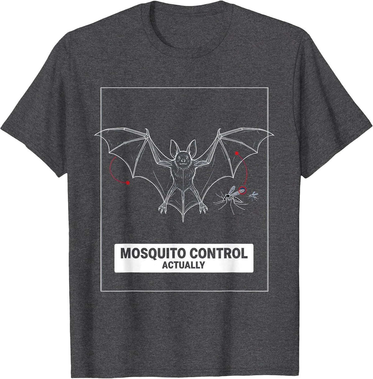 Men's Mosquito Control, Actually Funny Bat Lover Halloween Humor T-Shirt - Dark Heather Grey