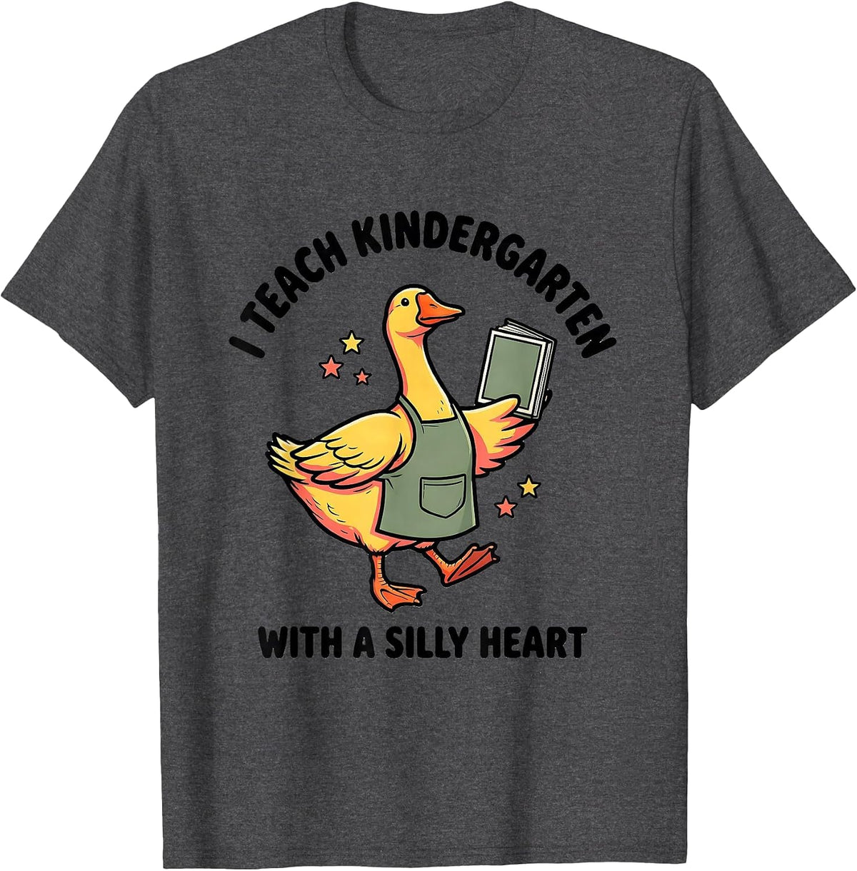 Men's I Teach Kindergarten With a Silly Heart Funny Teacher T-Shirt - Dark Heather Grey