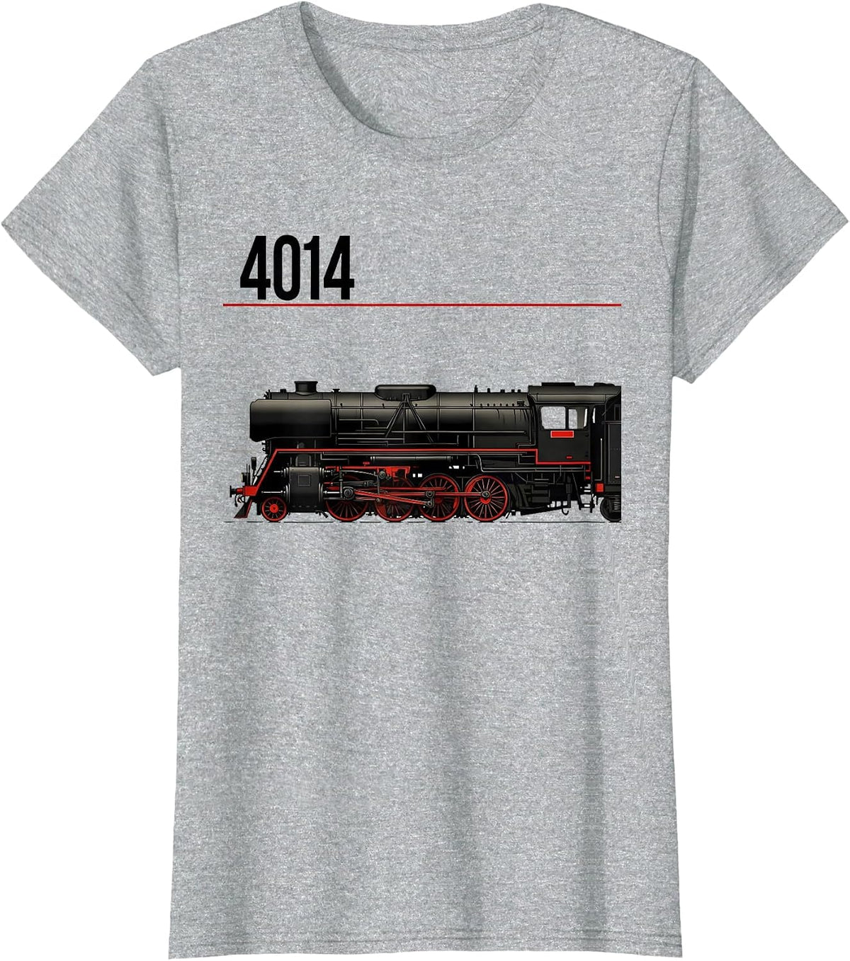 Women's 4014 Vintage Steam Locomotive Railroad Enthusiast Hobby Wear T-Shirt - Heather Grey