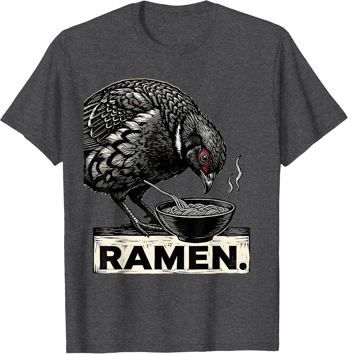 Men's Ramen Japanese Quail Kawaii Anime Animal Food Lover T-Shirt - Dark Heather Grey