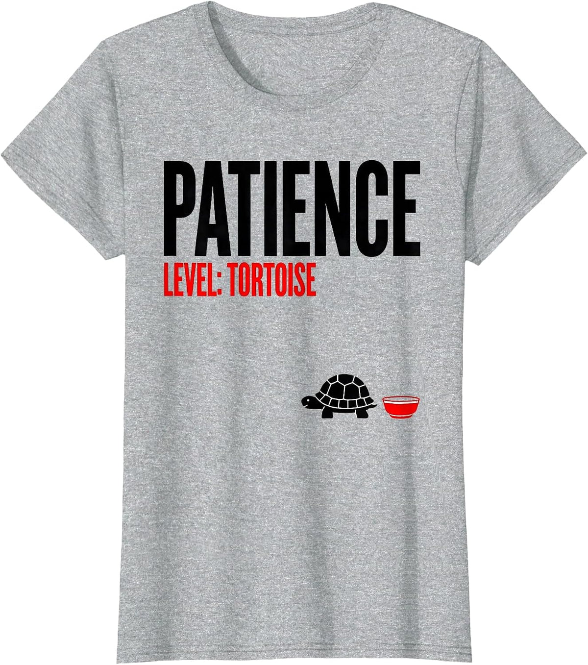 Patience Level Tortoise Funny Sea Turtle Lover Animal Humor T-Shirt - Heather Grey
