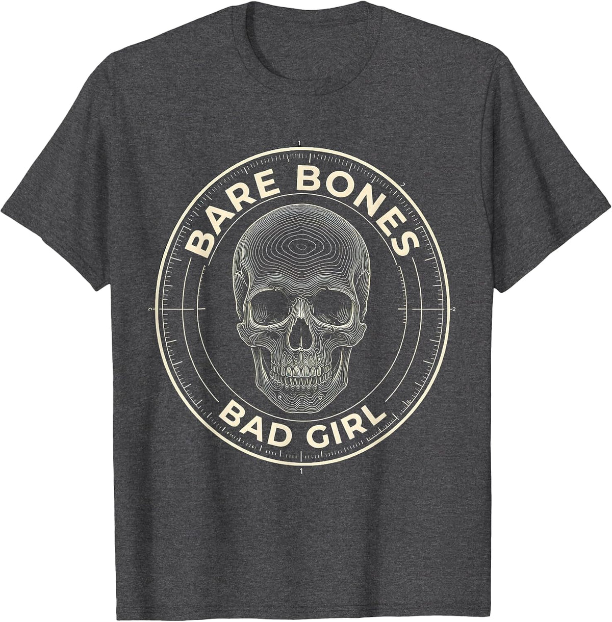 Men's Bare Bones Bad Girl Skeleton Graphic Design T-Shirt - Dark Heather Grey