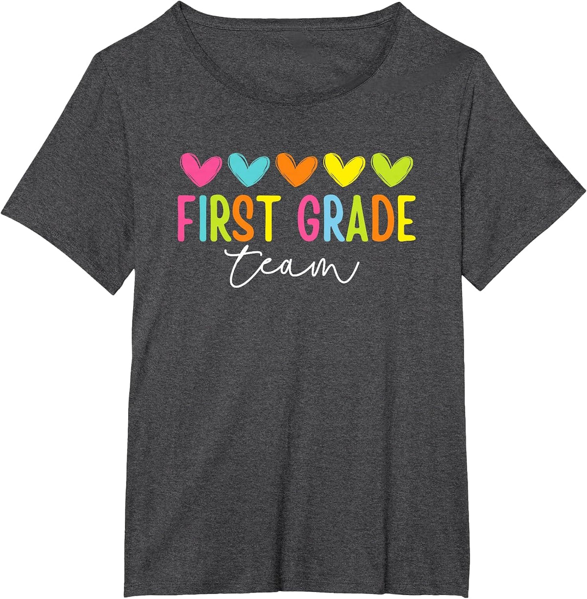 First Grade Team 1st Grade Back to School Heart Kids Teacher T-Shirt - Dark Heather Grey
