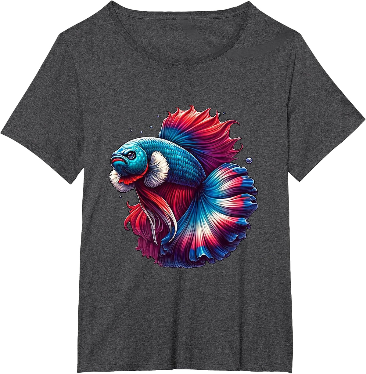 Angry Betta Fish Face Funny Vibrant Exotic Tee T-Shirt - Dark Heather Grey