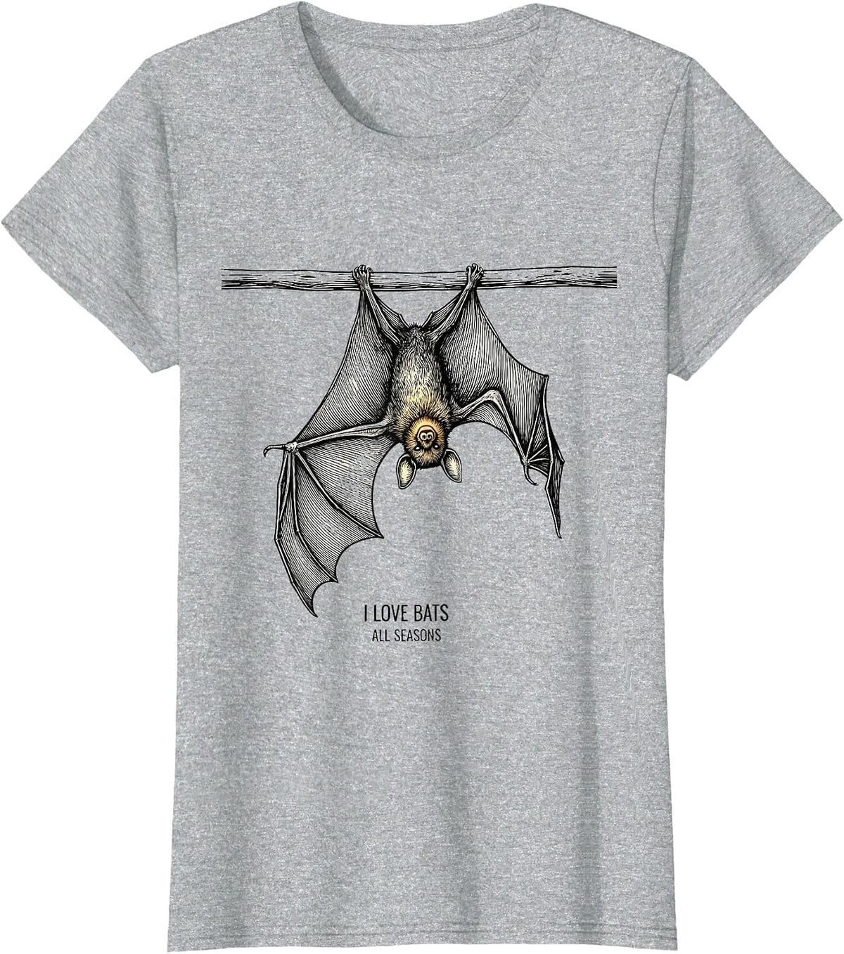 I Love Bats All Seasons Vintage Bat Lover Halloween Nature T-Shirt - Heather Grey