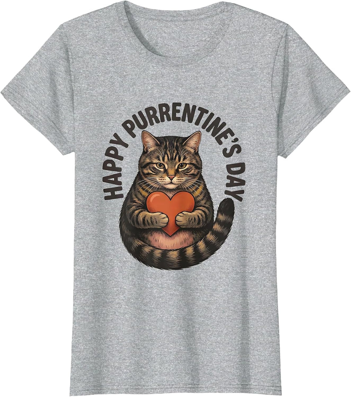 Women's Happy Purrentine's Day Cute Cat Lover Valentine Gift T-Shirt - Heather Grey