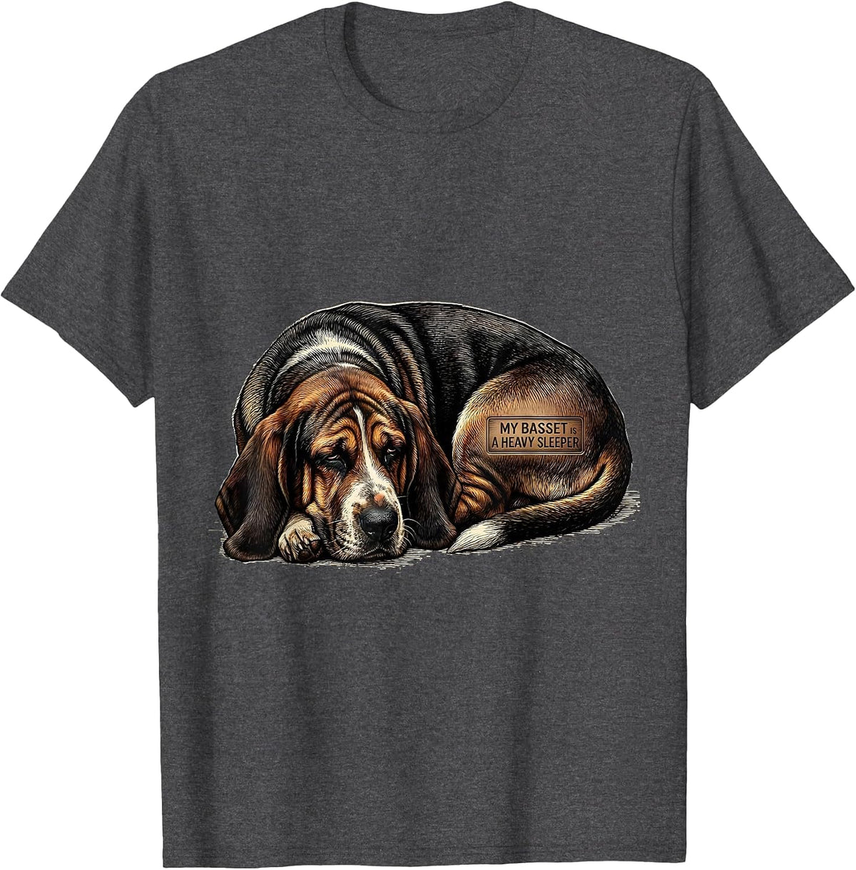 My Basset Is A Heavy Sleeper Funny Basset Hound Dog Owner T-Shirt - Dark Heather Grey