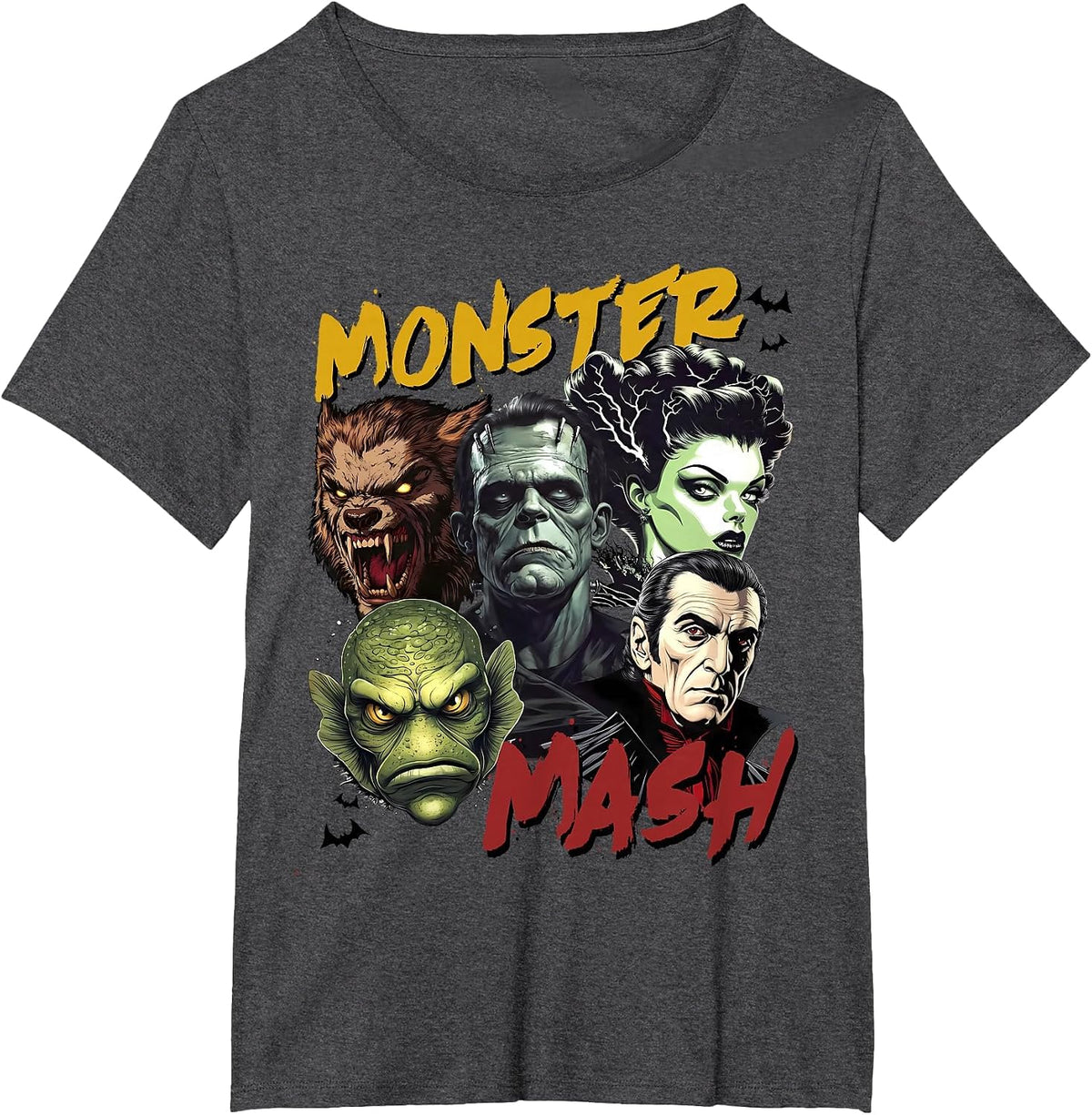 Horror Scary Monster Lover Vampire Frankenstein Halloween T-Shirt - Dark Heather Grey