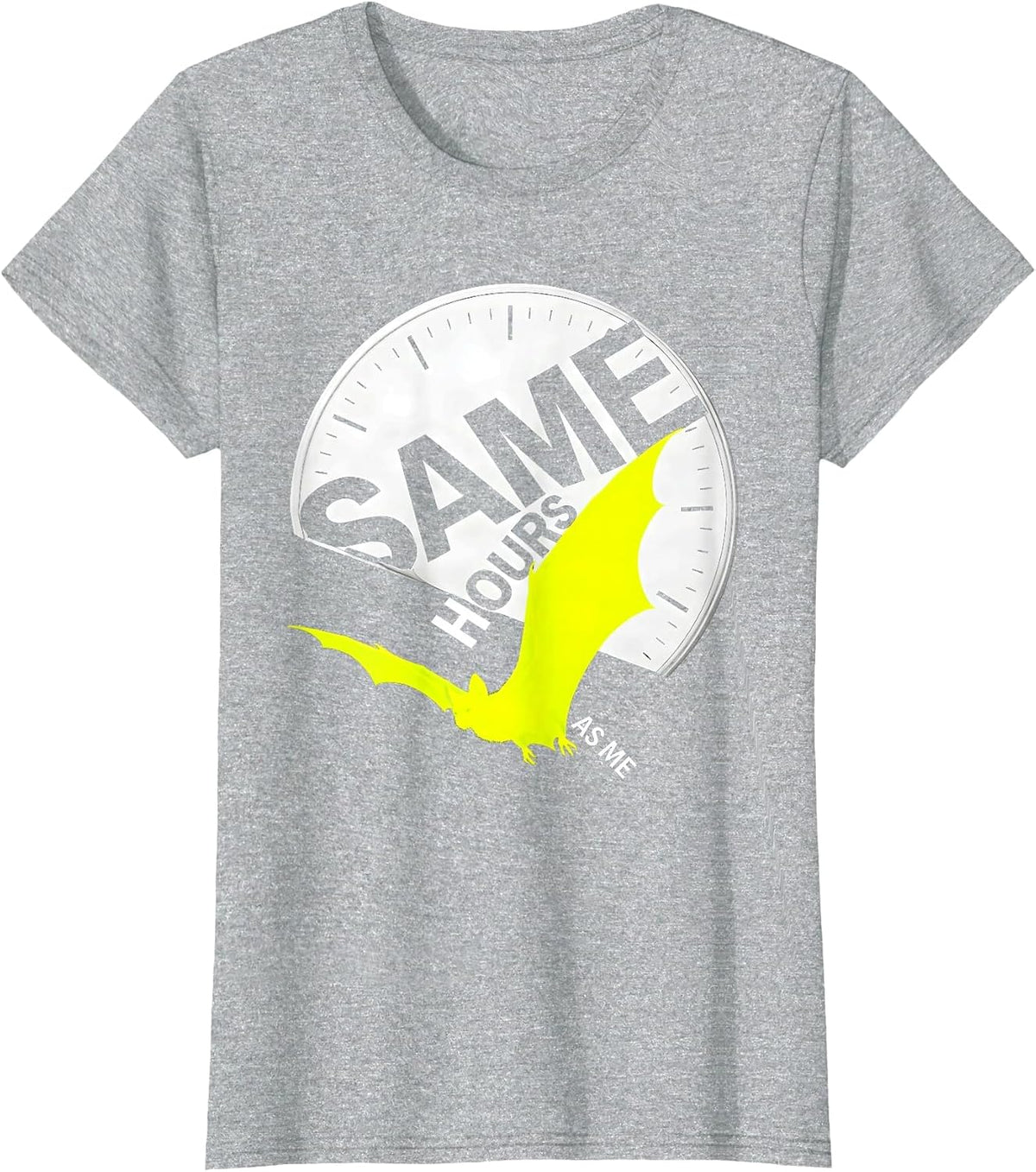 Women's Same Hours As Me Whimsical Bat Lover Wildlife Conservation T-Shirt - Heather Grey