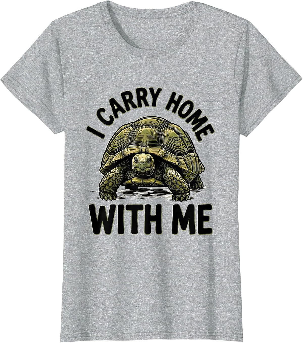 Women's I Carry Home With Me Funny Tortoise Lover Pet Humor T-Shirt - Heather Grey