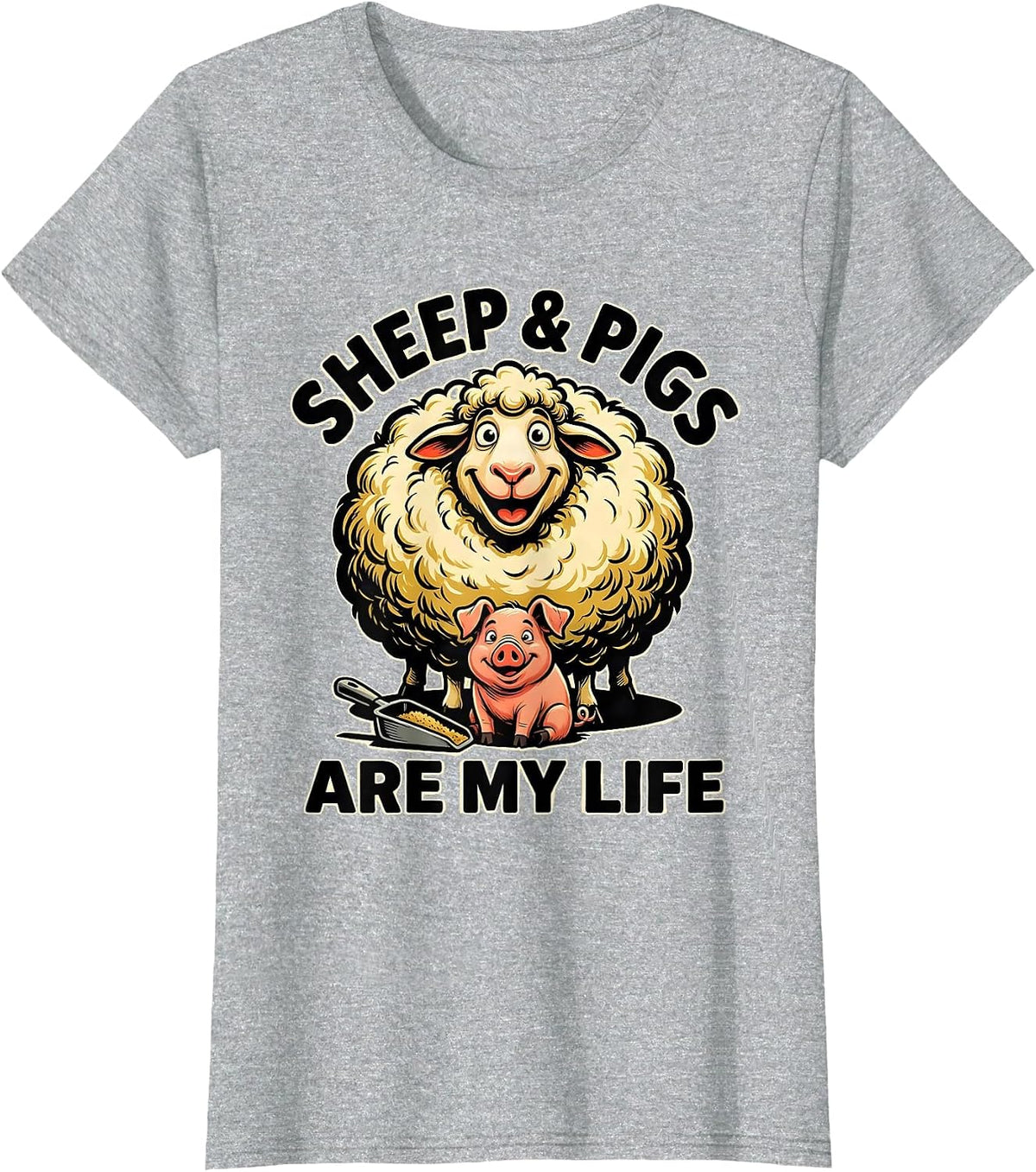 Sheep & Pigs Are My Life Funny Farm Animal Humor T-Shirt - Heather Grey