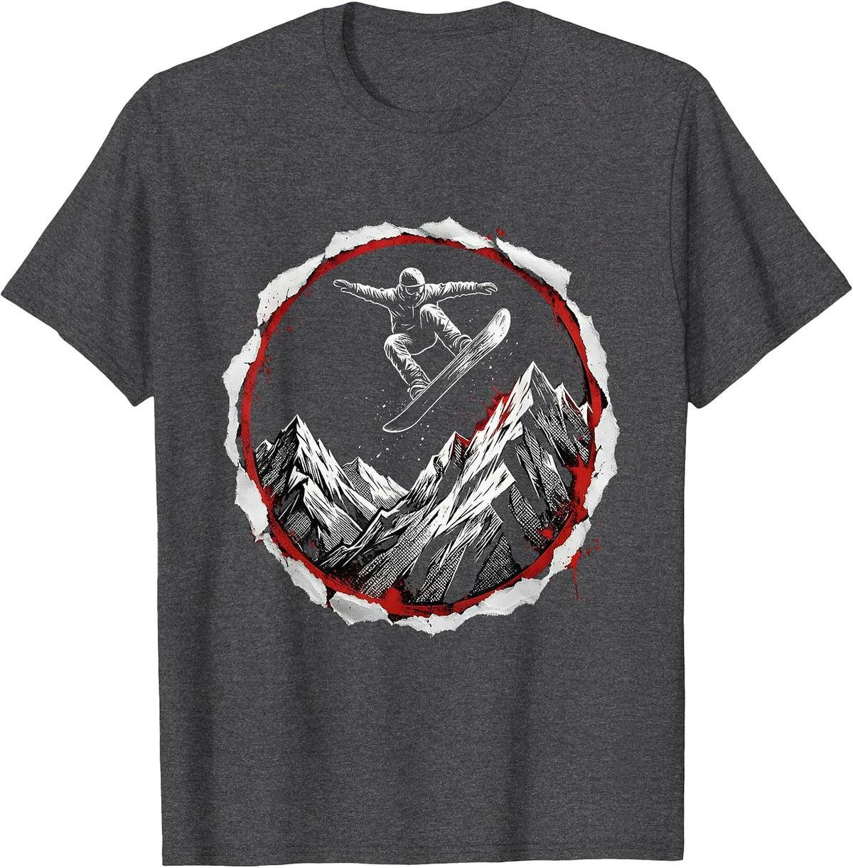 Men's Snowboarder Mountain Ridge Launch Graphic T-Shirt - Dark Heather Grey