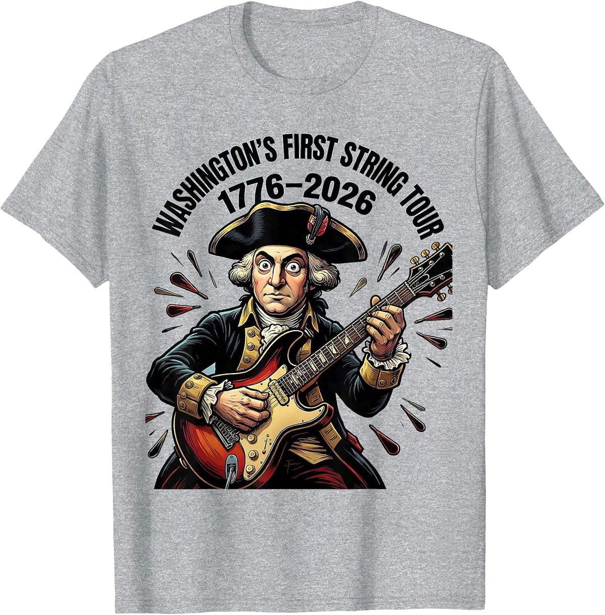 Men's WASHINGTON'S FIRST STRING TOUR 1776–2026 Retro Vintage T-Shirt - Heather Grey