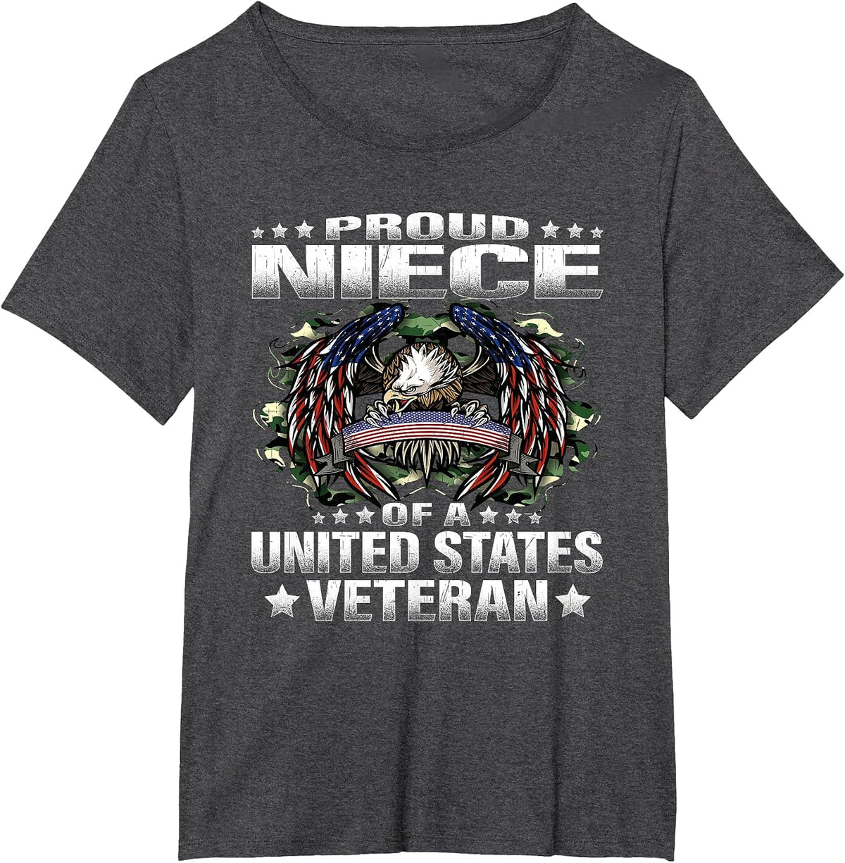 Proud Niece of A United States Veteran Military Vet's Family T-Shirt - Dark Heather Grey