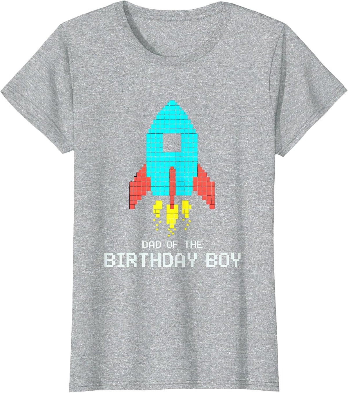 Women's Dad Of The Birthday Boy Pixel Art Family Matching Party T-Shirt - Heather Grey