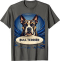 Bull Terrier Van Gogh Style Starry Night Dog Breed Portrait T-Shirt - Asphalt Grey