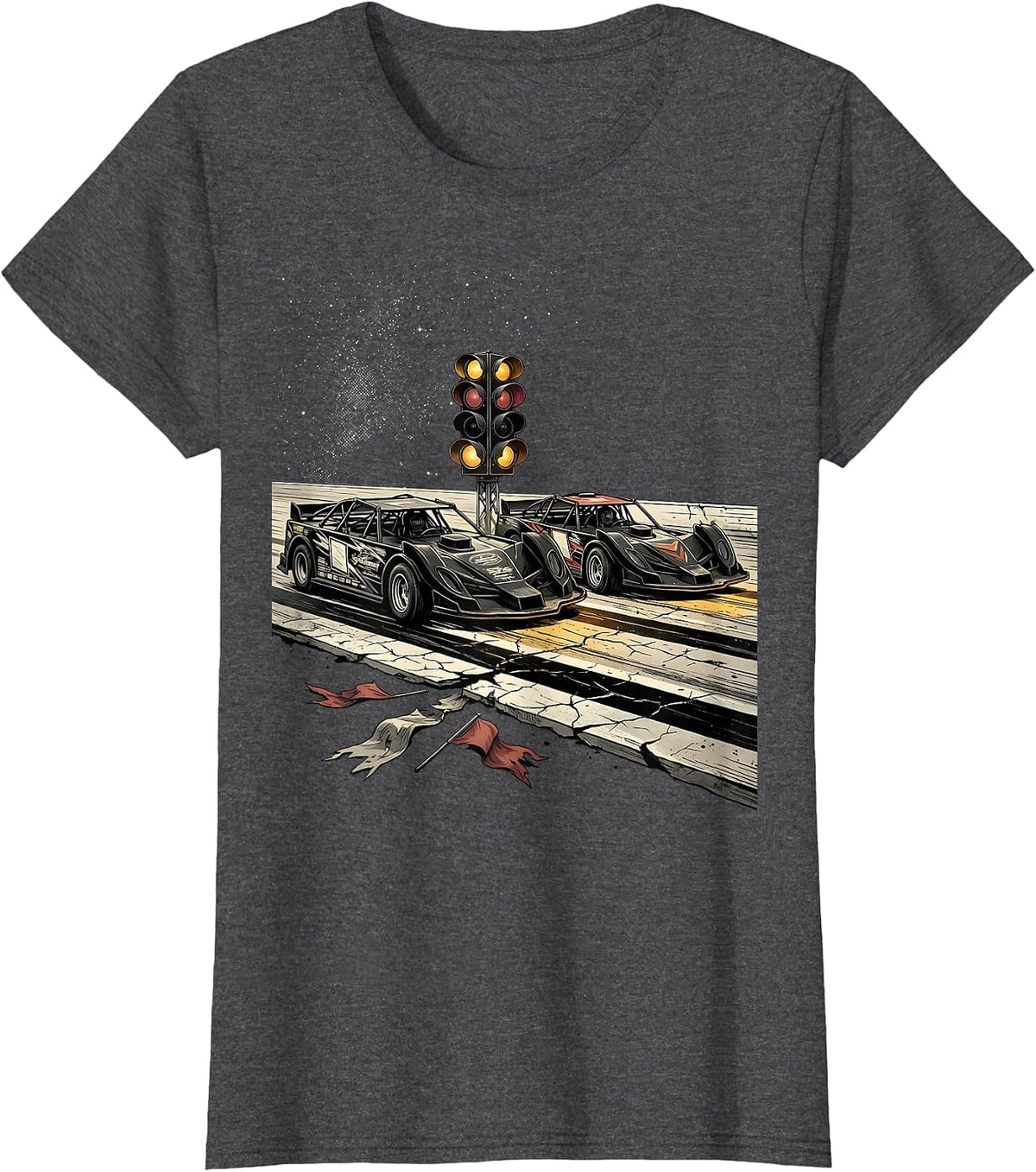 Women's Sprint Cars Patriotic RC Racer American Flag Hobbyist T-Shirt - Dark Heather Grey