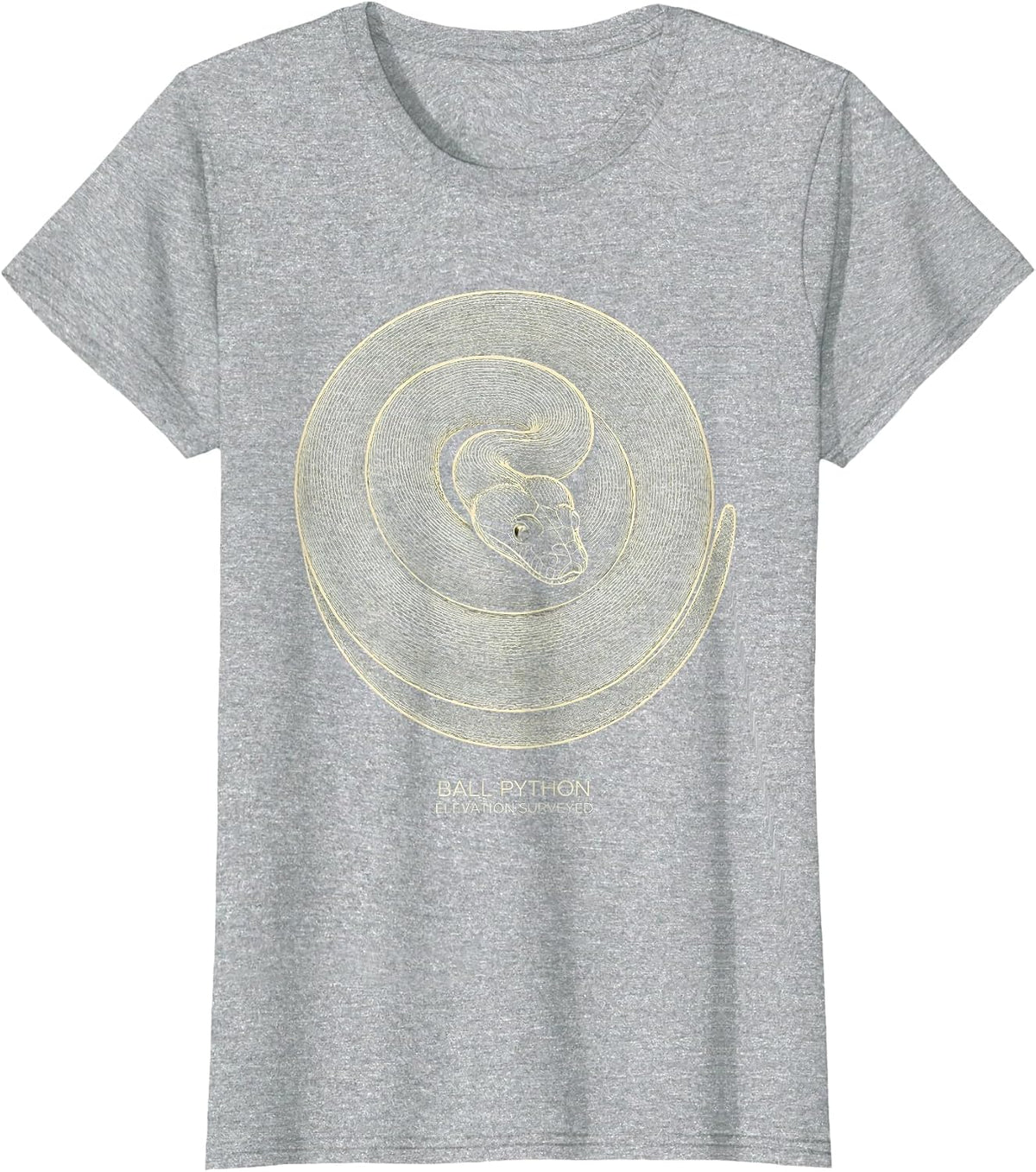 Ball Python Elevation Surveyed Funny Snake Lover Reptile T-Shirt - Heather Grey