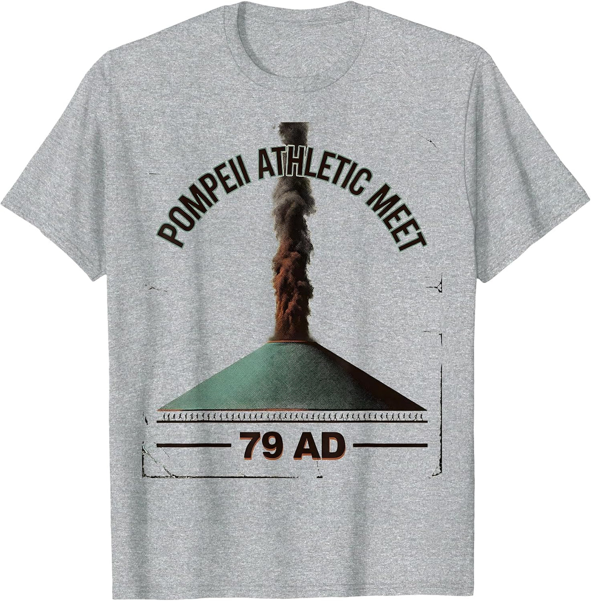 Men's Pompeii Athletic Meet 79 AD Vintage History Volcano Humor T-Shirt - Heather Grey