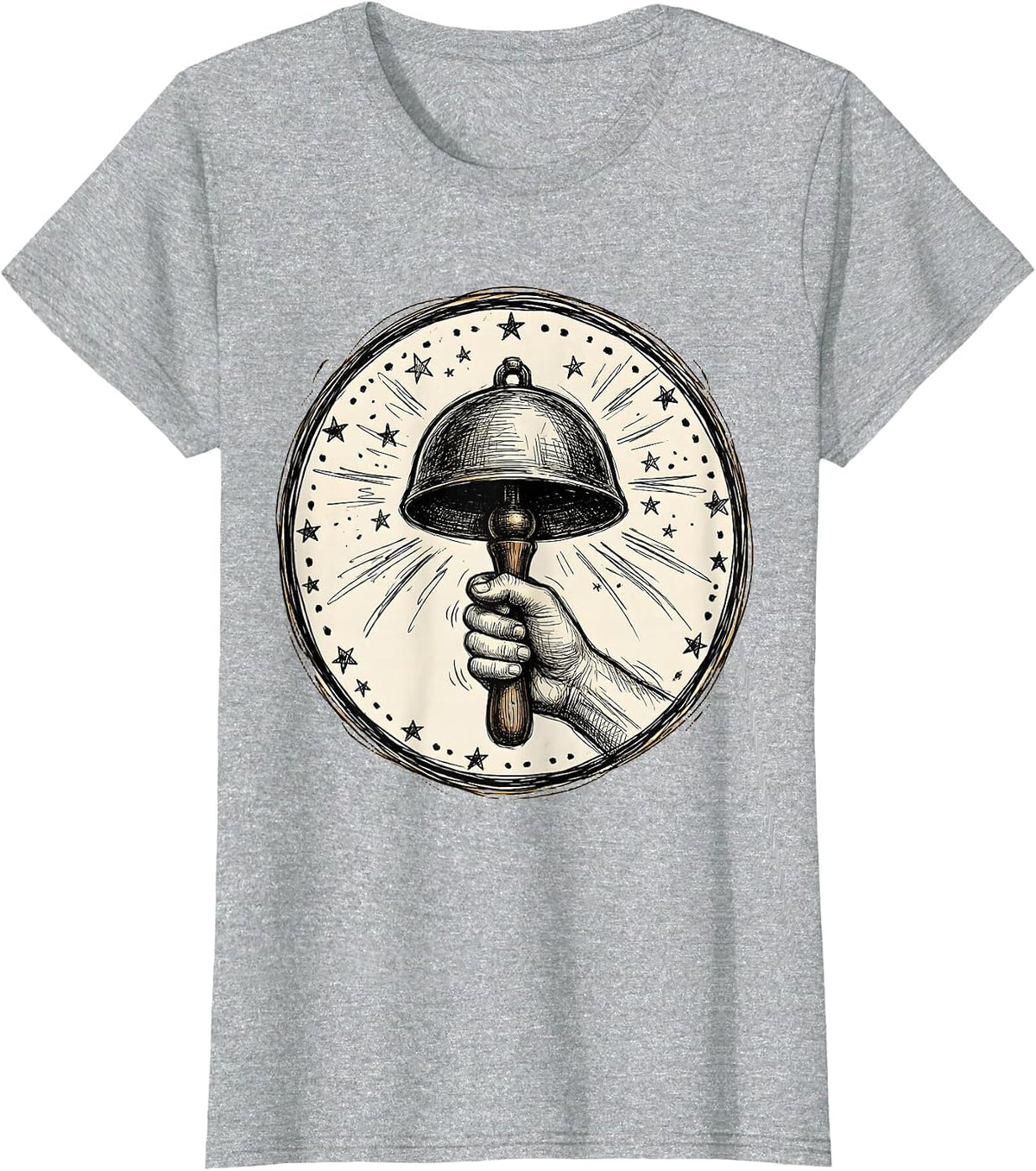 3rd Grade Teacher Vintage School Bell Illustration T-Shirt - Heather Grey