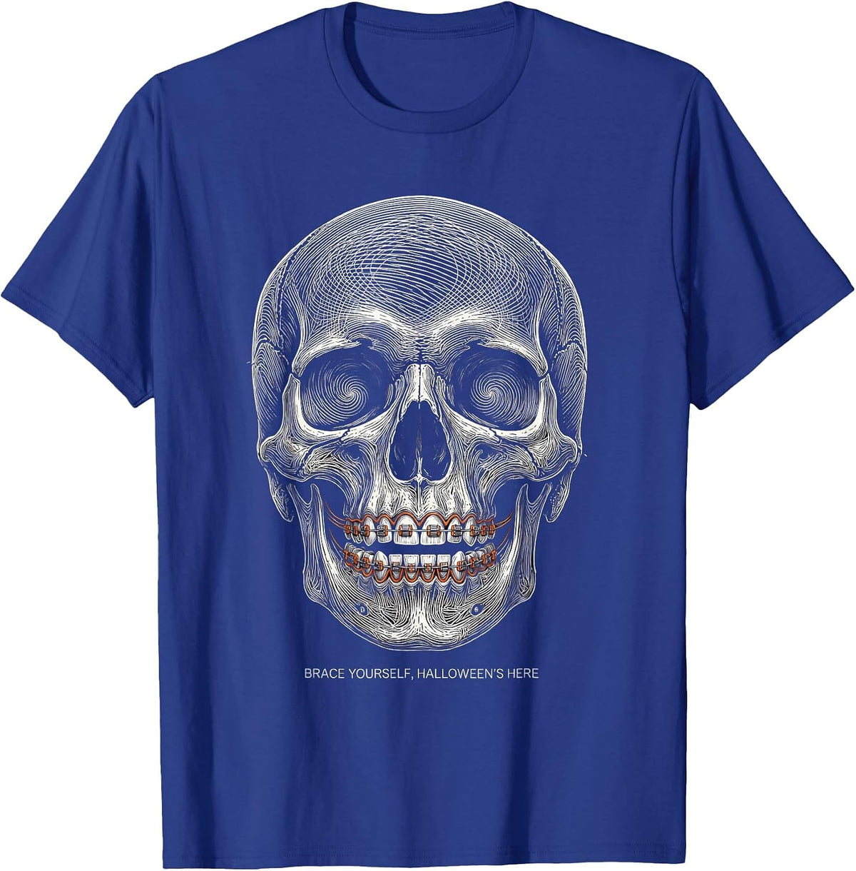 Men's Brace Yourself Halloween Is Here Dental Design T-Shirt - Royal Blue