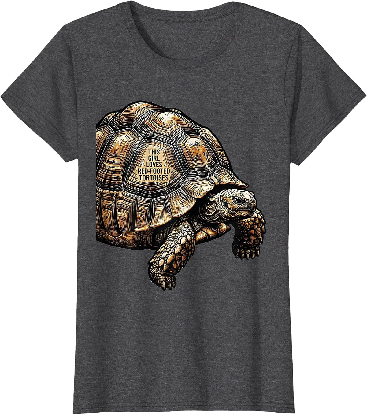 Women's This Girl Loves Red-Footed Tortoises Cute Reptile Lover Gift T-Shirt - Dark Heather Grey
